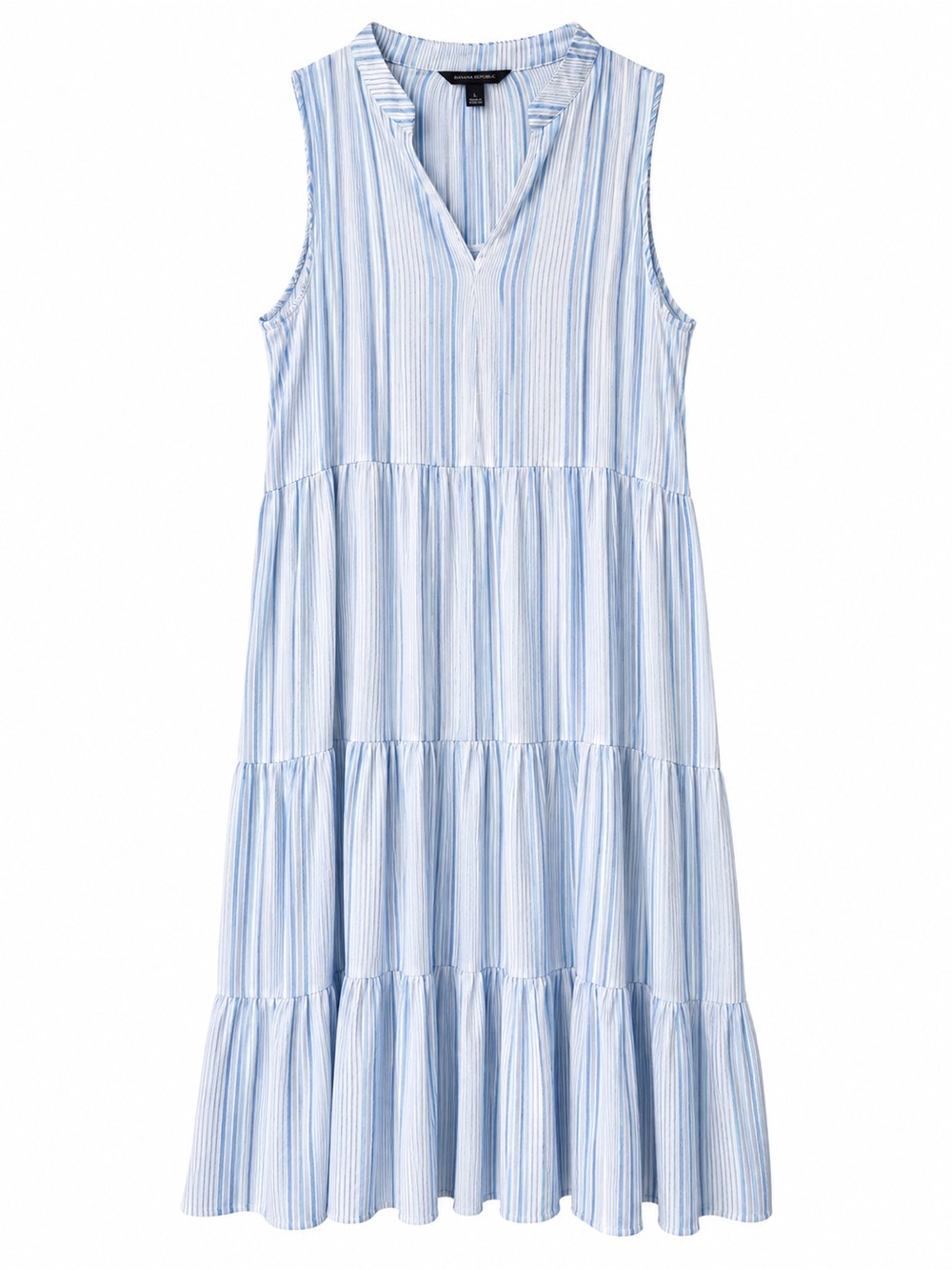 Banana Republic Blue White Striped Sleeveless Tiered Maxi Dress Size L